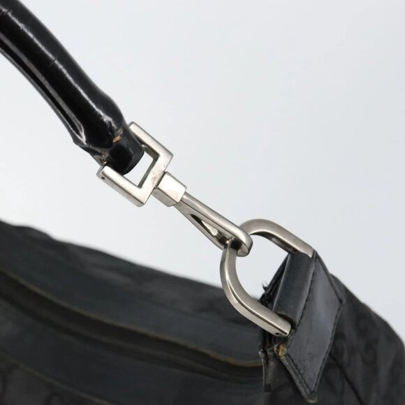 GUCCI Bamboo GG Canvas Shoulder Bag Nylon Black Silver 000 0531 Auth 146579 - Picture 10 of 16